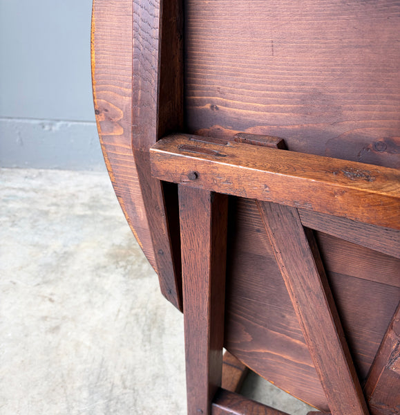 Antique French Solid Oak and Pine Rustic Wood Wine Tasting Table with Tilt Top