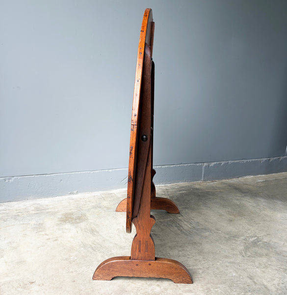 XL Antique French Solid Oak and Pine Rustic Wood Wine Tasting Table w/Tilt Top