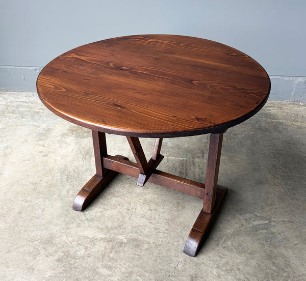 Antique French Solid Oak and Pine Rustic Wood Wine Tasting Table with Tilt Top