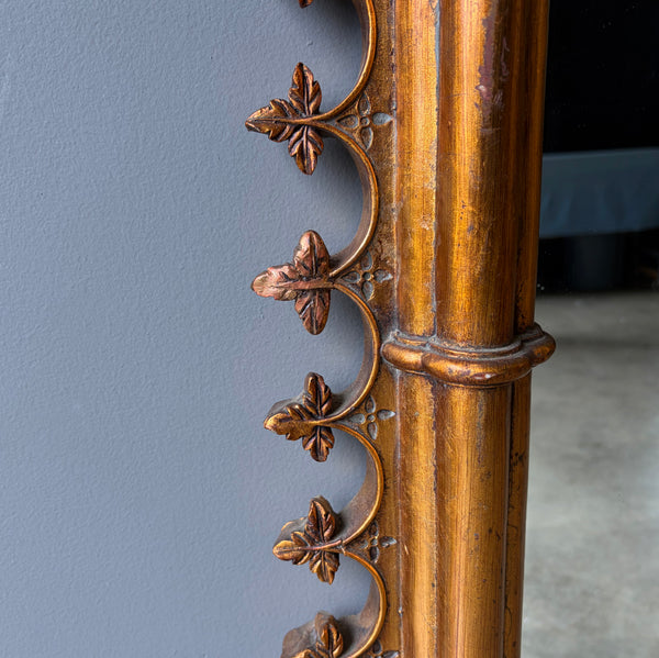 56" Tall French Gothic Revival Reproduction Gilded Wall/Hanging Mirror