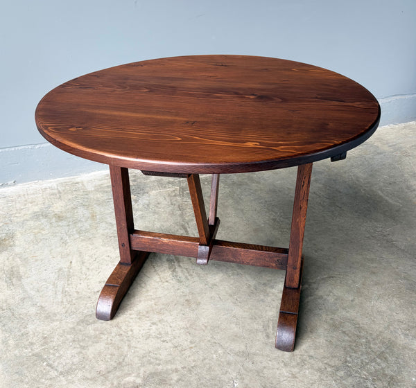 Antique French Solid Oak and Pine Rustic Wood Wine Tasting Table with Tilt Top