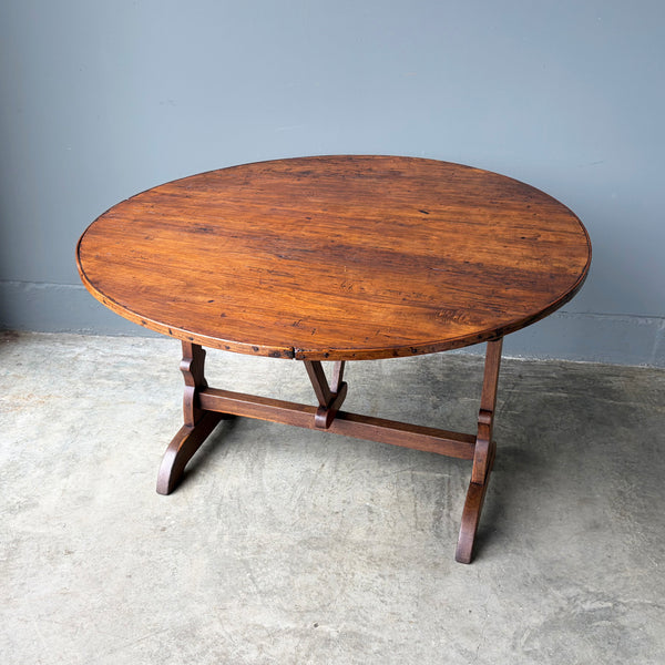 XL Antique French Solid Oak and Pine Rustic Wood Wine Tasting Table w/Tilt Top