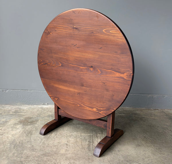 Antique French Solid Oak and Pine Rustic Wood Wine Tasting Table with Tilt Top