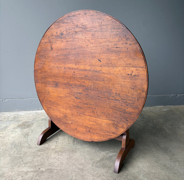 XL Antique French Solid Oak and Pine Rustic Wood Wine Tasting Table w/Tilt Top