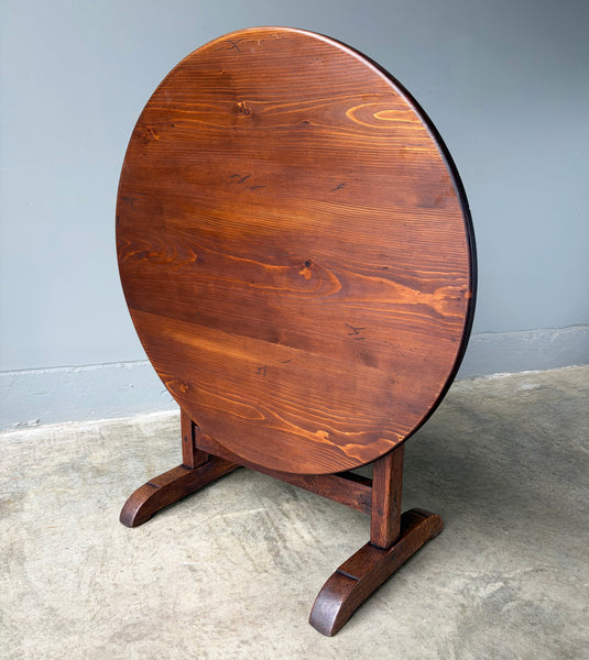 Antique French Solid Oak and Pine Rustic Wood Wine Tasting Table with Tilt Top