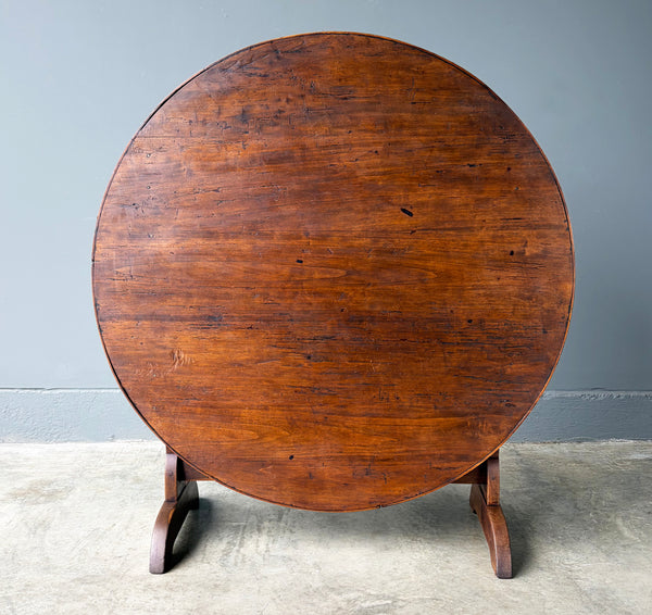 XL Antique French Solid Oak and Pine Rustic Wood Wine Tasting Table w/Tilt Top