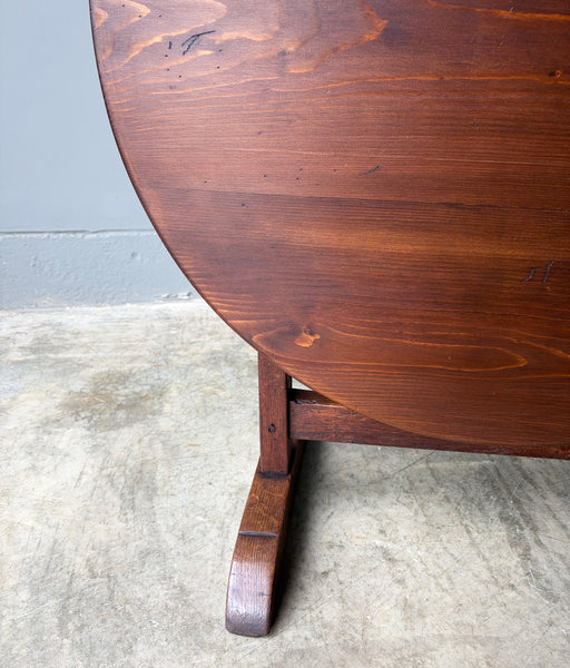 Antique French Solid Oak and Pine Rustic Wood Wine Tasting Table with Tilt Top