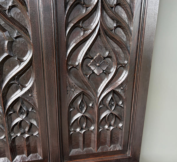 Antique French Gothic Hall Tree/Hall Stand/Coat/Hat Rack in Solid Chestnut Wood