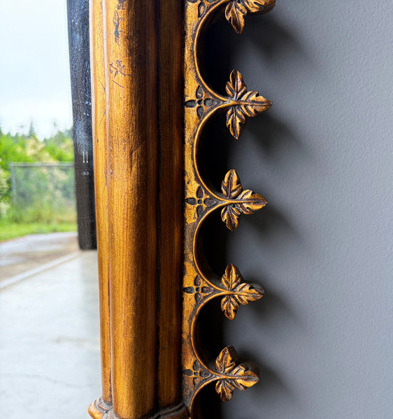 56" Tall French Gothic Revival Reproduction Gilded Wall/Hanging Mirror