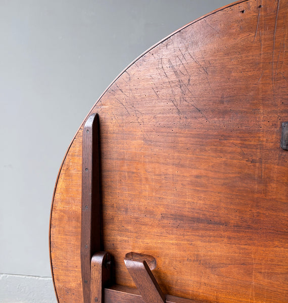 XL Antique French Solid Oak and Pine Rustic Wood Wine Tasting Table w/Tilt Top