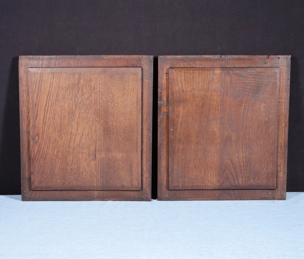 Pair of French Antique Highly Carved Breton Panels in Solid Chestnut Wood