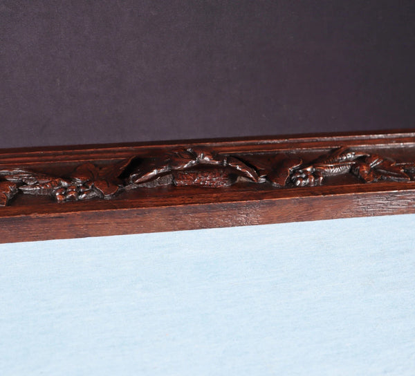 Pair of Antique Black Forest Carved Drawer Panels/Trim in Solid Oak Wood