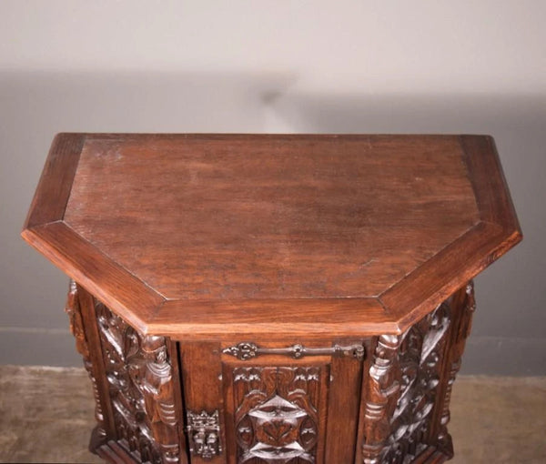 Vintage French Gothic Revival Cabinet/Console/Sideboard, Highly Carved Oak Wood