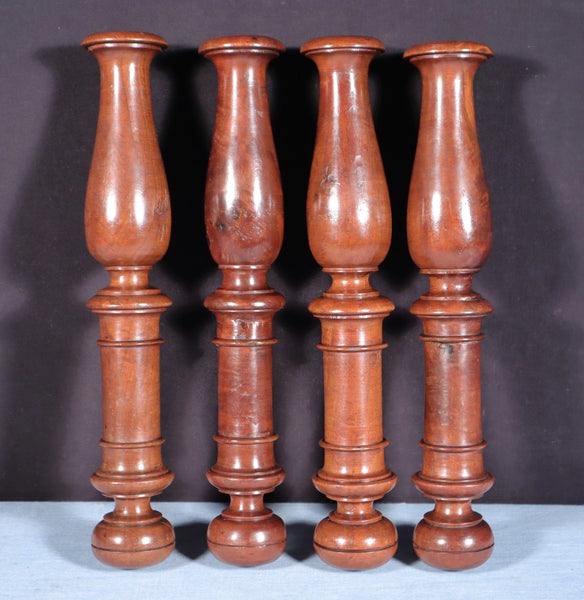 15" Set of Four French Antique Solid Mahogany Wood Posts/Pillars/Trim Salvage