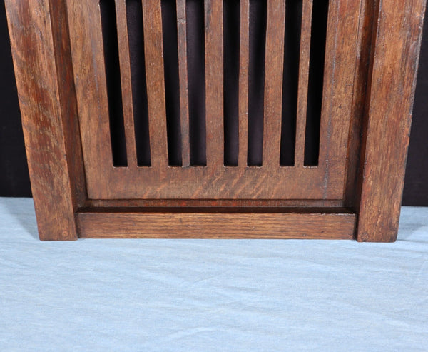 French Antique Gothic Revival Panel in Solid Oak Wood Salvage Early 1900's