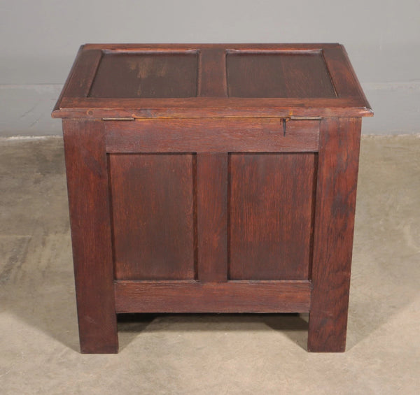 24" Wide Vintage French Gothic Chest/Trunk in Oak Wood With Carvings