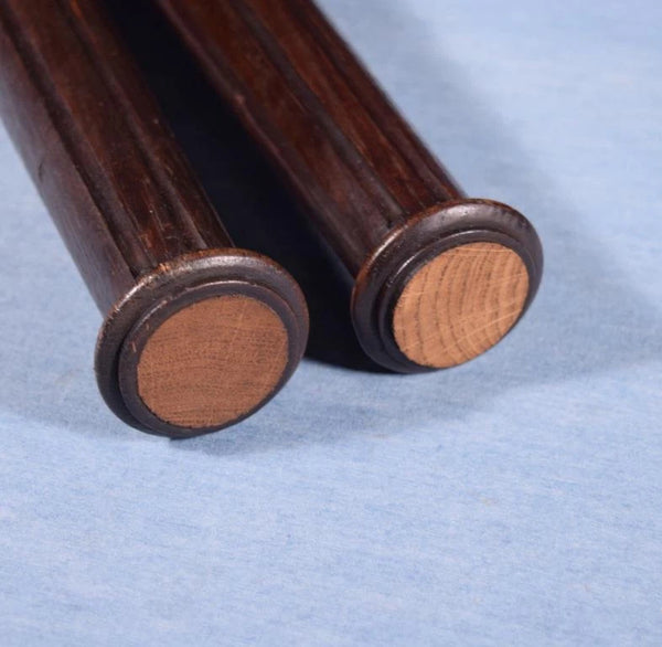 21" Pair of French Antique Solid Oak Posts/Pillars/Columns/Balusters Salvage