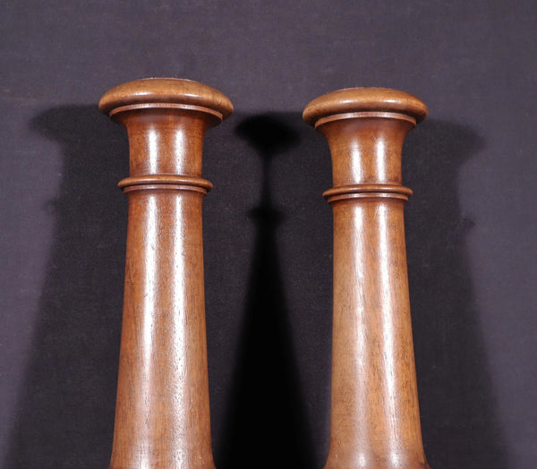 25" Tall Pair of French Antique Solid Walnut Wood Posts/Pillars/Trim Salvage