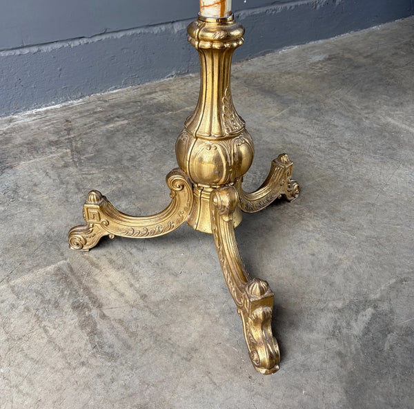 69" Tall Ornate Vintage Brass & Onyx Marble Coat/Hat Rack Hall Tree/Stand