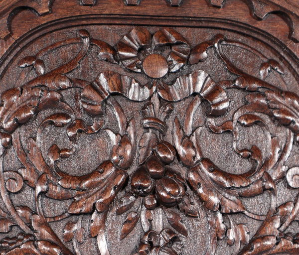 24" Tall Antique French Solid Oak Wood Louis XVI Panel Highly Carved