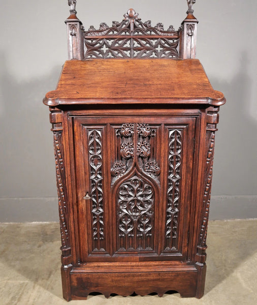Antique French Solid Walnut Wood Church Prie Dieu/Prayer Cabinet/Altar Christian