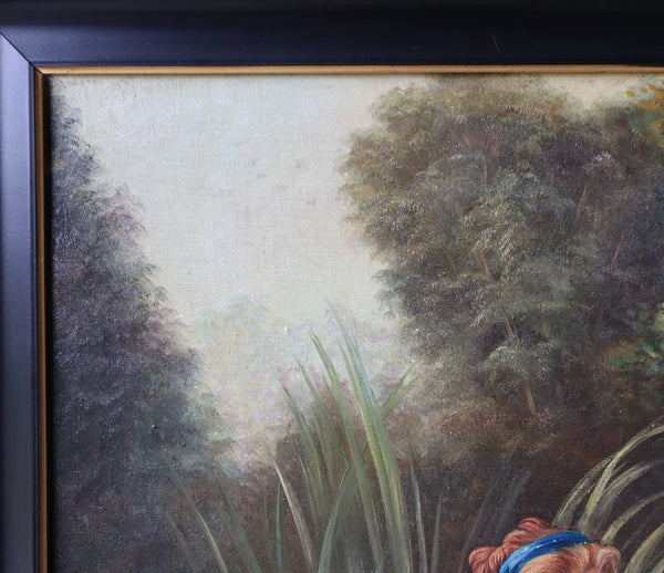 50" Wide Framed Oil On Canvas Painting After Francois Boucher "Diana Bathing"
