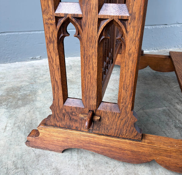 Antique French Gothic Revival Oak Wood Prie Dieu/Kneeler/Prayer Christianity