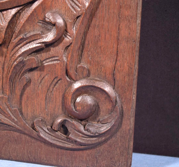 49" Tall French Antique Deep Carved Louis XV Panel Solid Oak Wood with Cherubs