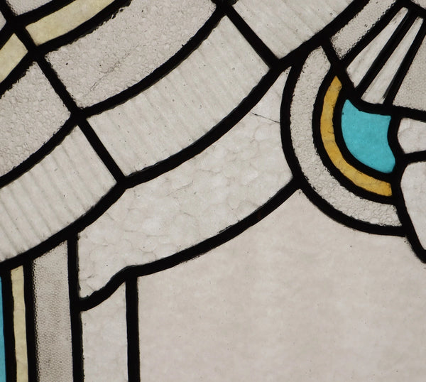 Set of 6 Vintage Art Deco French Stained Glass Panels with Textured Glass