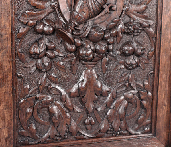 24" Tall Antique French Solid Oak Wood Louis XVI Panel Highly Carved