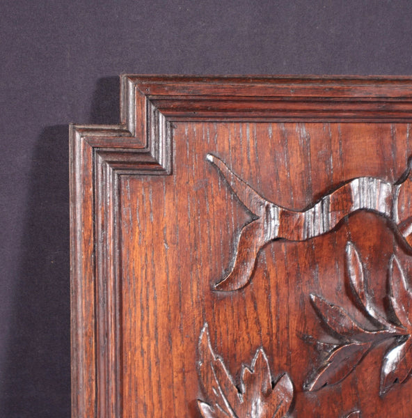 23" Wide Antique French Solid Oak Wood Louis XVI Panel Highly Carved