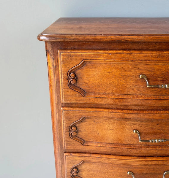 Antique French Solid Oak Wood Lingerie Chest of Drawers/Dresser/Chiffoniere