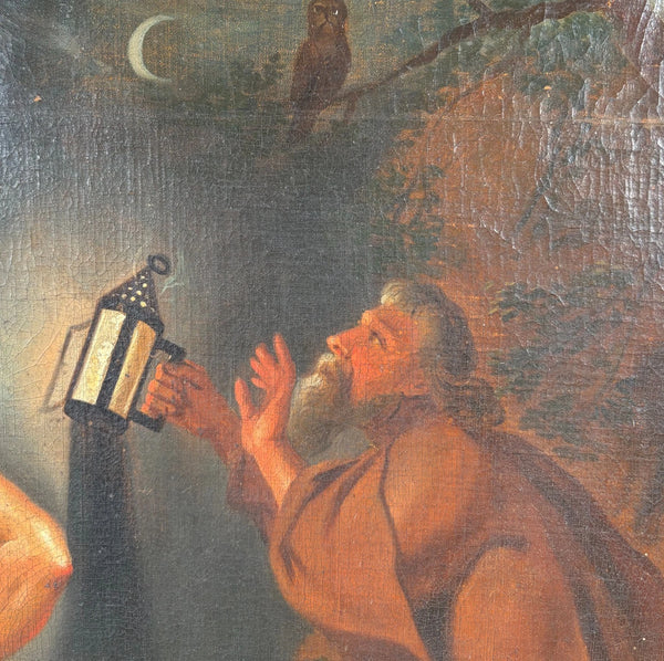 Antique Oil Painting St Christopher After Peter Paul Ruben's Triptych by Hauph