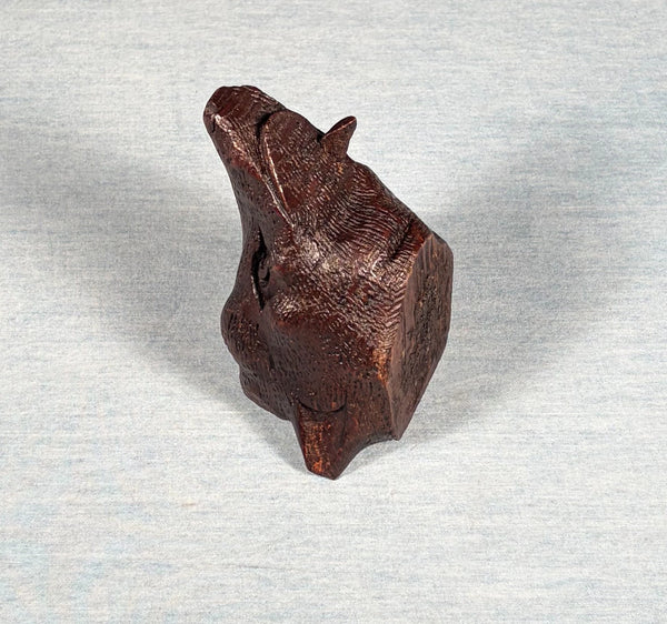 5" Tall French Antique Highly Carved Deer Head in Solid Oak Wood Trim Piece