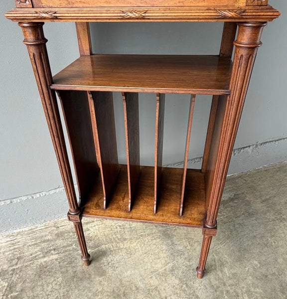 French Antique Narrow Walnut Bookcase/Display Case with Locking Door
