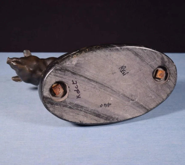 Antique French Bronze Sculpture of a Pig by Léopold Savine 1861-1934