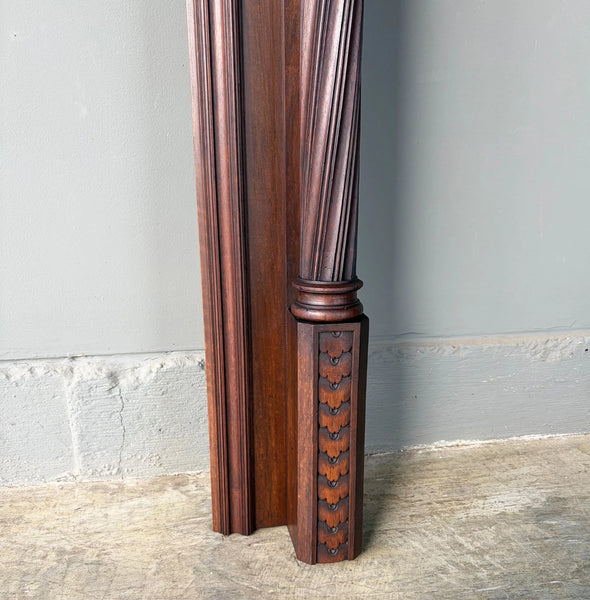 54" Tall French Antique Gothic Fireplace Mantel in Solid & Veneered Walnut