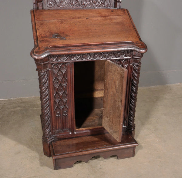 Antique French Solid Walnut Wood Church Prie Dieu/Prayer Cabinet/Altar/Kneeler
