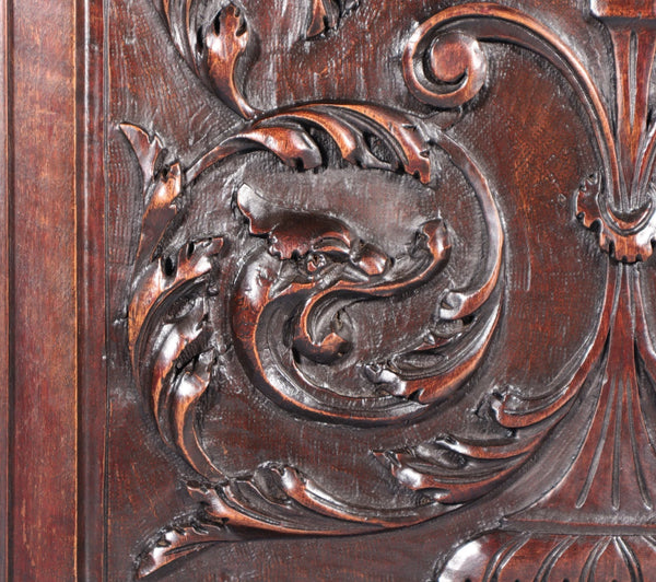 25" Tall Antique French Solid Walnut Wood Highly Carved Panel Salvage