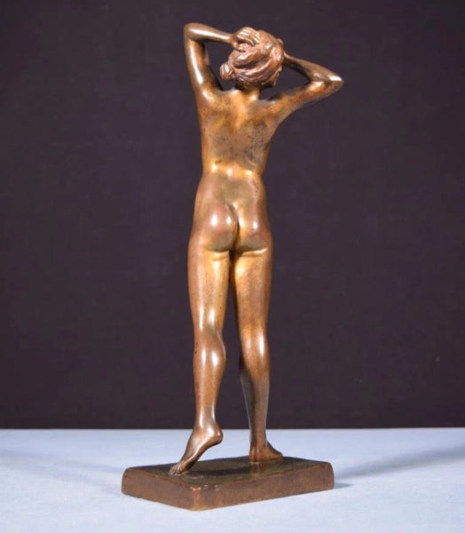 Antique French Nude Bronze Sculpture of a Woman by R.C. Ireland (1882-1921)