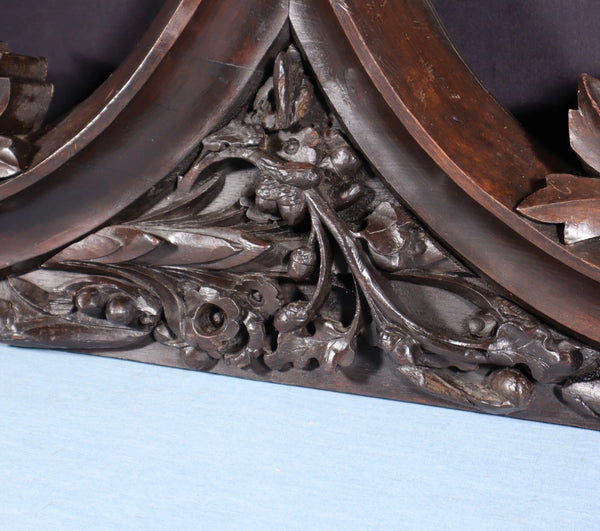 36" Antique French Gothic Revival Crest/Pediment in Solid Walnut and Oak Wood