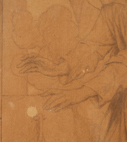 Antique Framed Drawing on Paper by Theodore-Joseph Canneel (1817-1892)