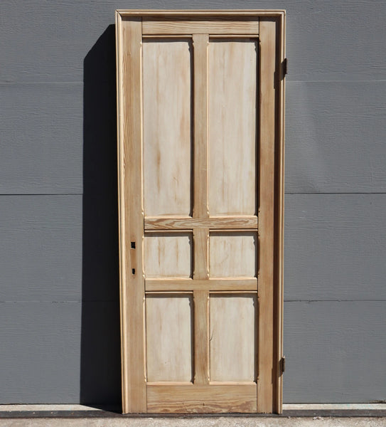 86" French/Belgian Antique 6 Panel Stripped, Sanded Wood Door