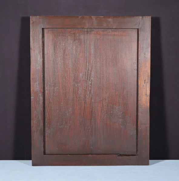 24" Tall French Antique Solid Oak Panel Highly Carved Hunting Theme with Fish
