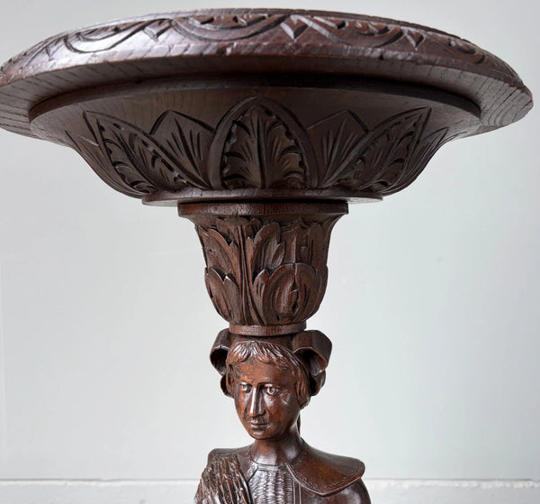 Antique French Breton Display Pedestal/Plant Stand or Pillar/Column in Chestnut