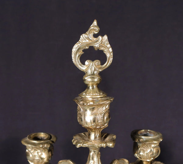 19" Tall Pair of Louis XV Vintage French Bronze Candelabra Candlesticks