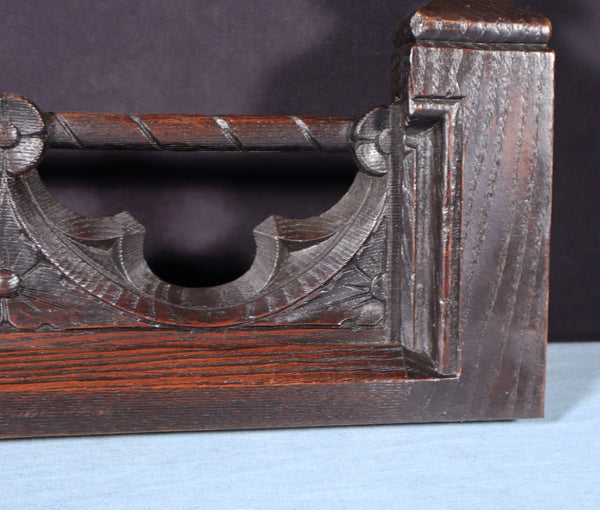 15" Wide French Antique Gothic Crest/Pediment/Crown in Solid Chestnut Wood