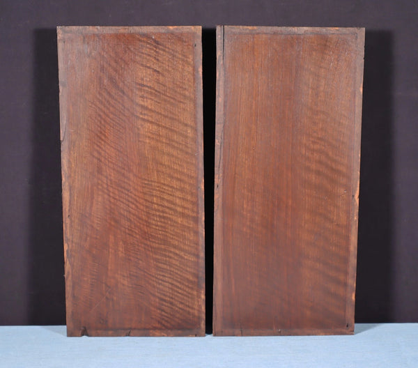 Pair of Antique French Solid Walnut Wood Highly Carved Panels with Faces