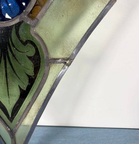 16" Tall Antique Belgian Stained/Leaded Glass Panel by Bertrand Bardenhewer