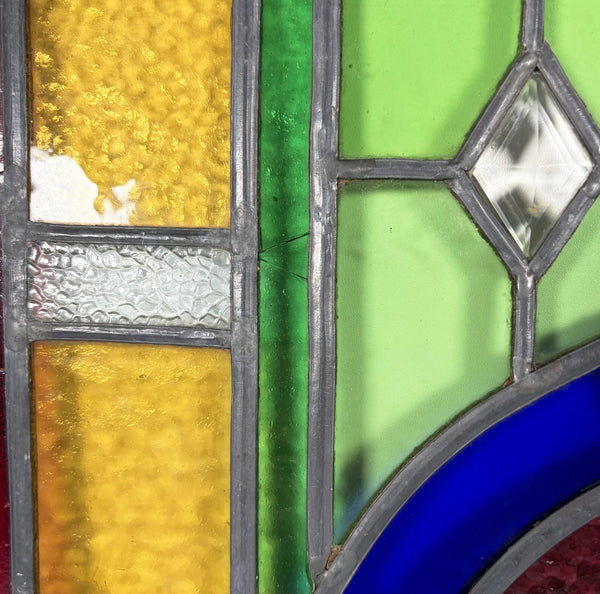 28" Tall French Antique Religious Stained/Leaded Glass Panel from a Church